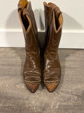 Tony Lama Brown Leather Western Lace-Up Boots